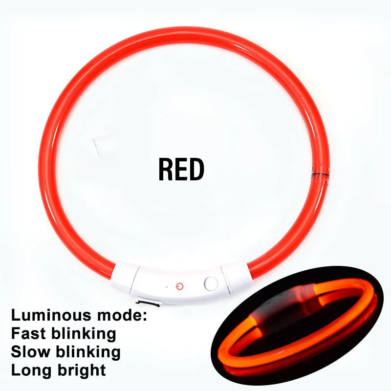 USB Rechargeable LED Dog Collar - 3 Mode Glow Collar for Night Safety
