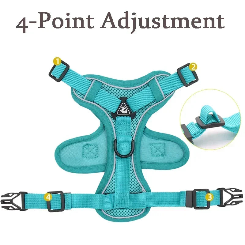 No-Pull Dog & Cat Harness Set – Adjustable Reflective Vest with Leash
