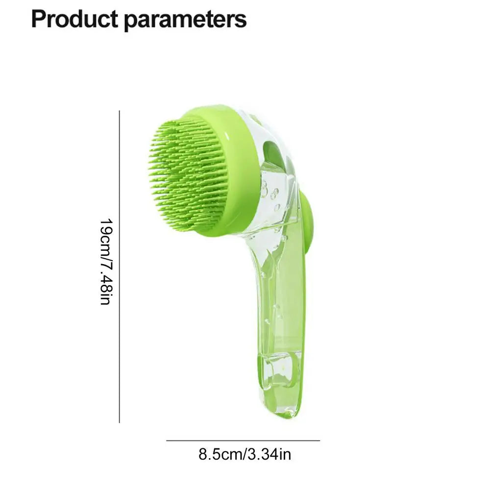 Pet Shampoo Bath Brush with Soap Dispenser – Soft Silicone Grooming Tool