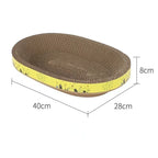 Oval Cat Scratching Board with Catnip - Corrugated Cardboard Scratcher & Bed