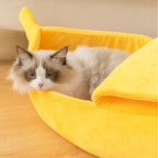 Banana Cat Bed - Cute Fruit-Shaped Pet Bed with Thick Cushion
