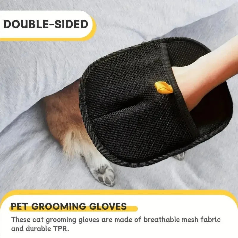 Reusable Pet Hair Removal Gloves – Double Brush Design for Cats & Dogs