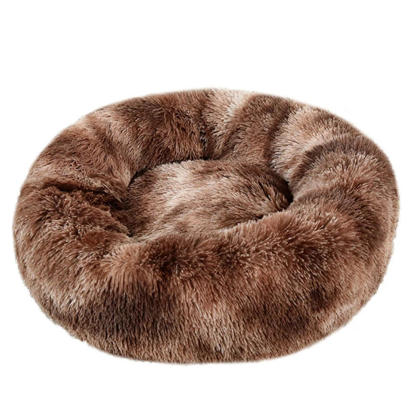 Round Plush Pet Bed – Warm Washable Dog & Cat Sofa