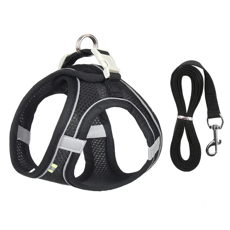 Adjustable Puppy Harness Set - Reflective Vest with Leash for Small Dogs