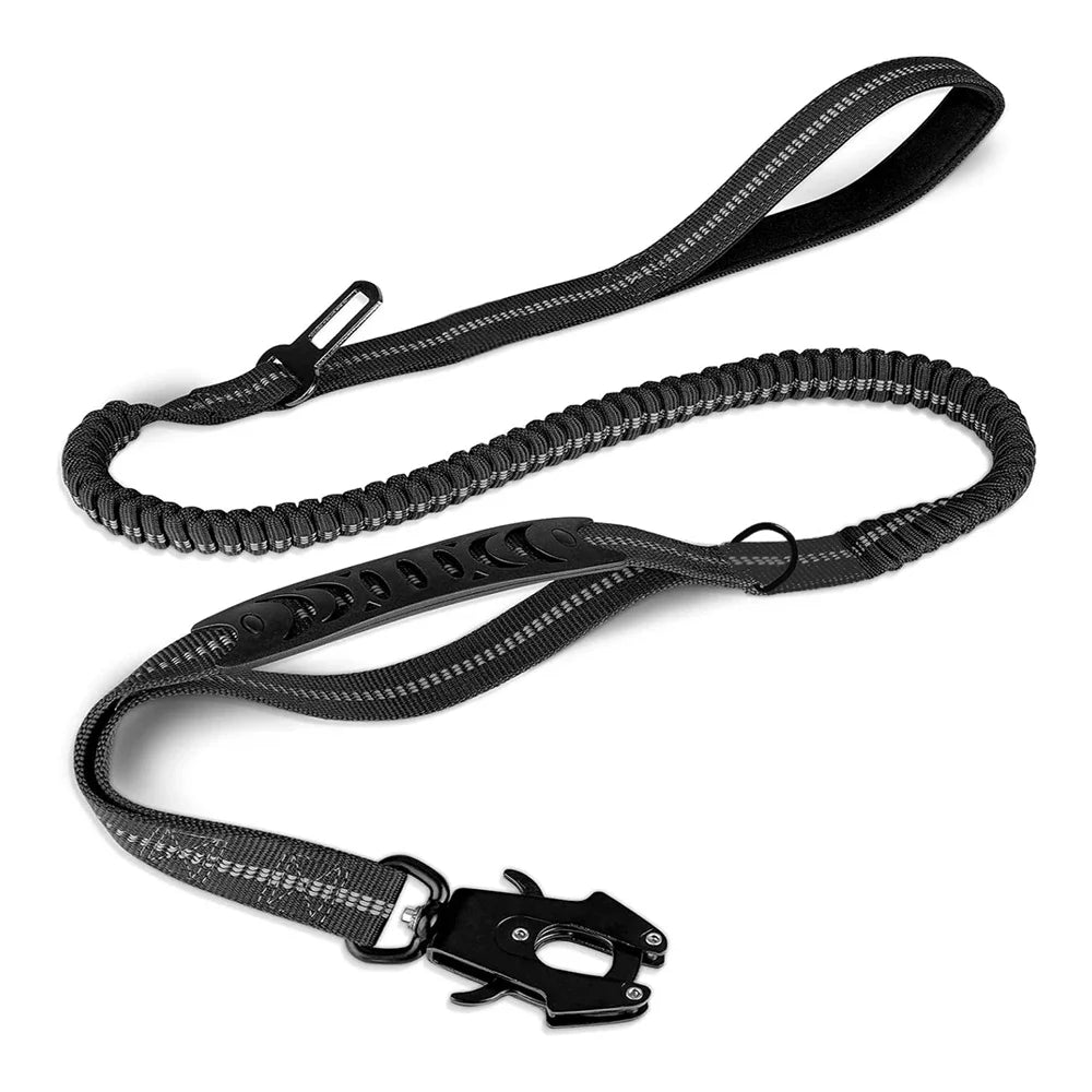 Reflective Bungee Dog Leash – Heavy-Duty No-Pull Leash with Seatbelt