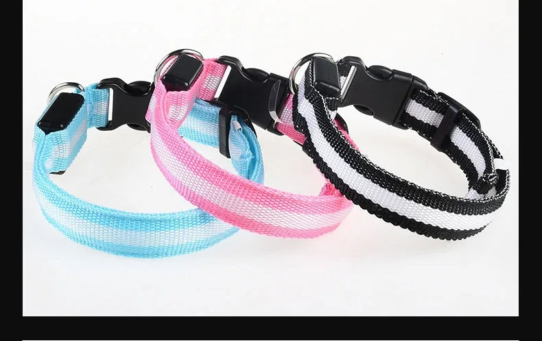 LED Dog Collar – Luminous Nylon Night Safety Collar for Pets