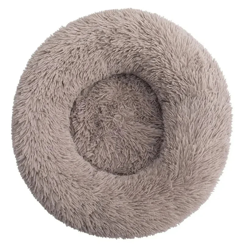 Round Plush Pet Bed – Soft Warm Dog & Cat Bed for Winter