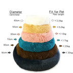 Round Plush Pet Bed – Warm Washable Dog & Cat Sofa