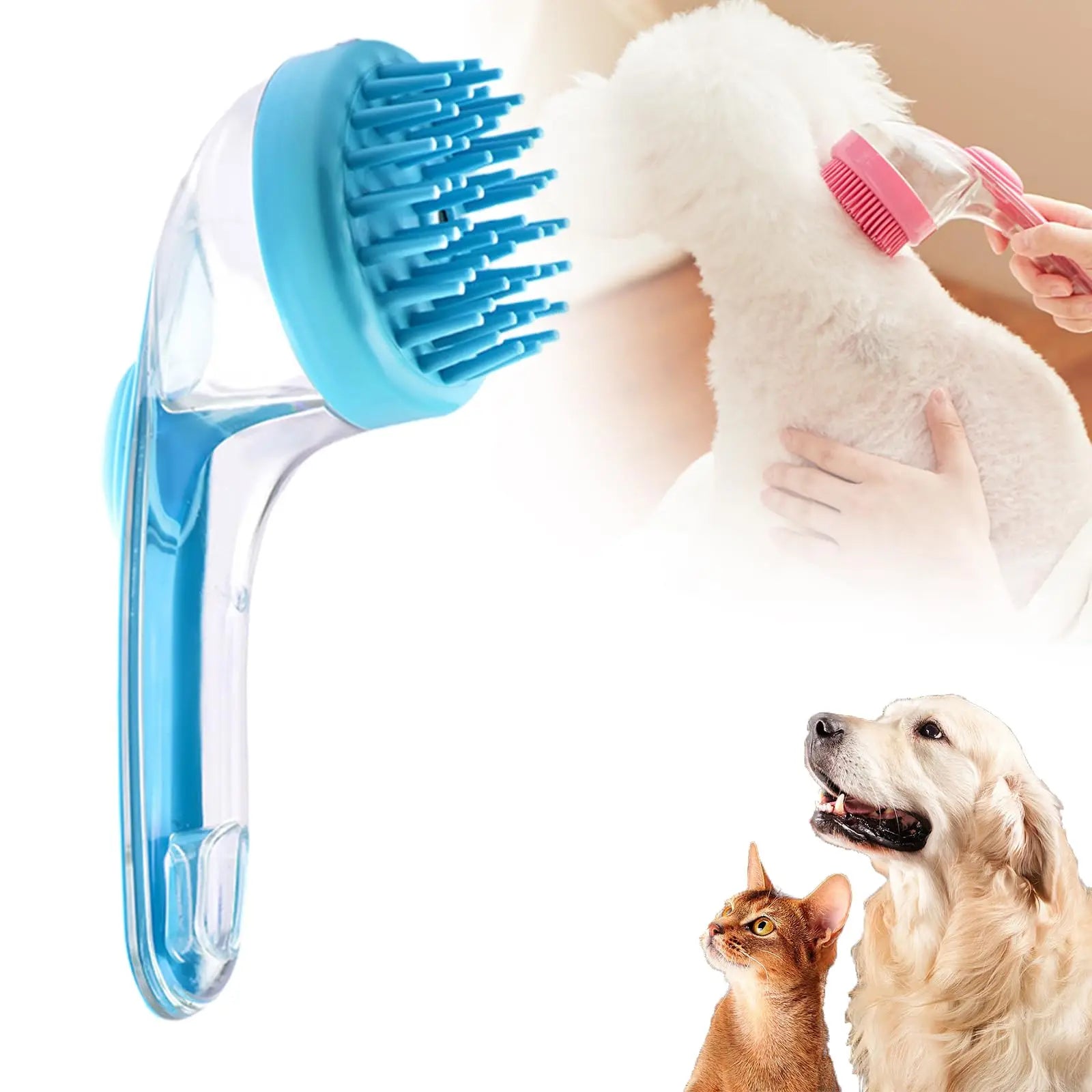 Dog Bath Brush with Shampoo Dispenser - 2-in-1 Grooming & Washing Tool