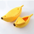 Banana Cat Bed - Cute Fruit-Shaped Pet Bed with Thick Cushion