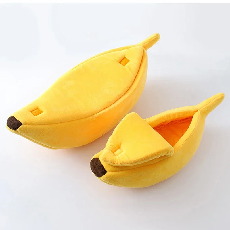 Banana Cat Bed - Cute Fruit-Shaped Pet Bed with Thick Cushion