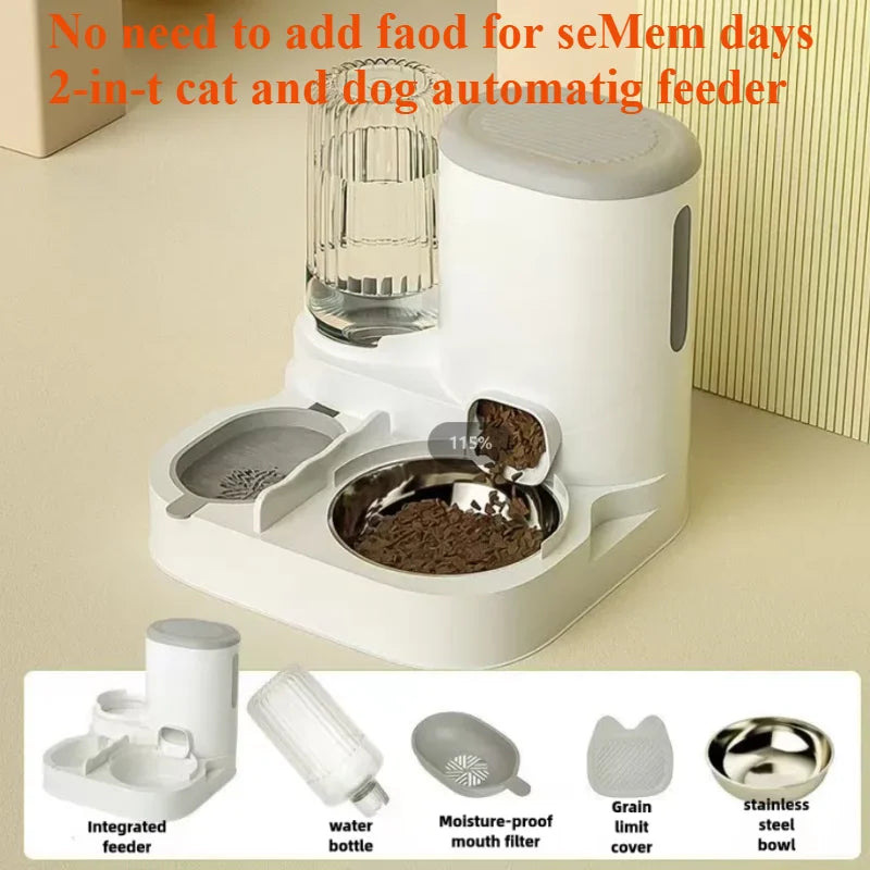 Automatic Pet Feeder & Water Dispenser – Cat & Dog Food Bowl