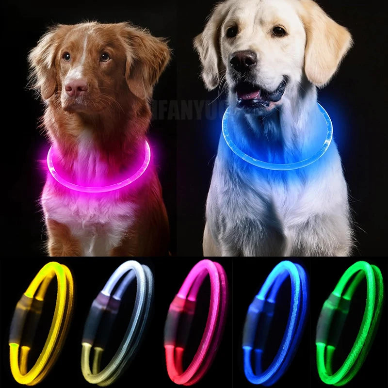 USB Rechargeable LED Dog Collar - 3 Mode Glow Collar for Night Safety