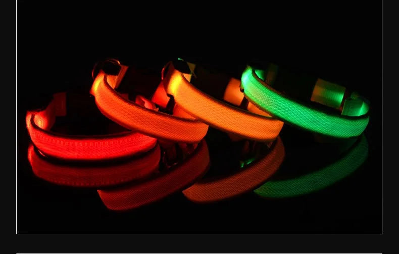 LED Dog Collar – Luminous Nylon Night Safety Collar for Pets