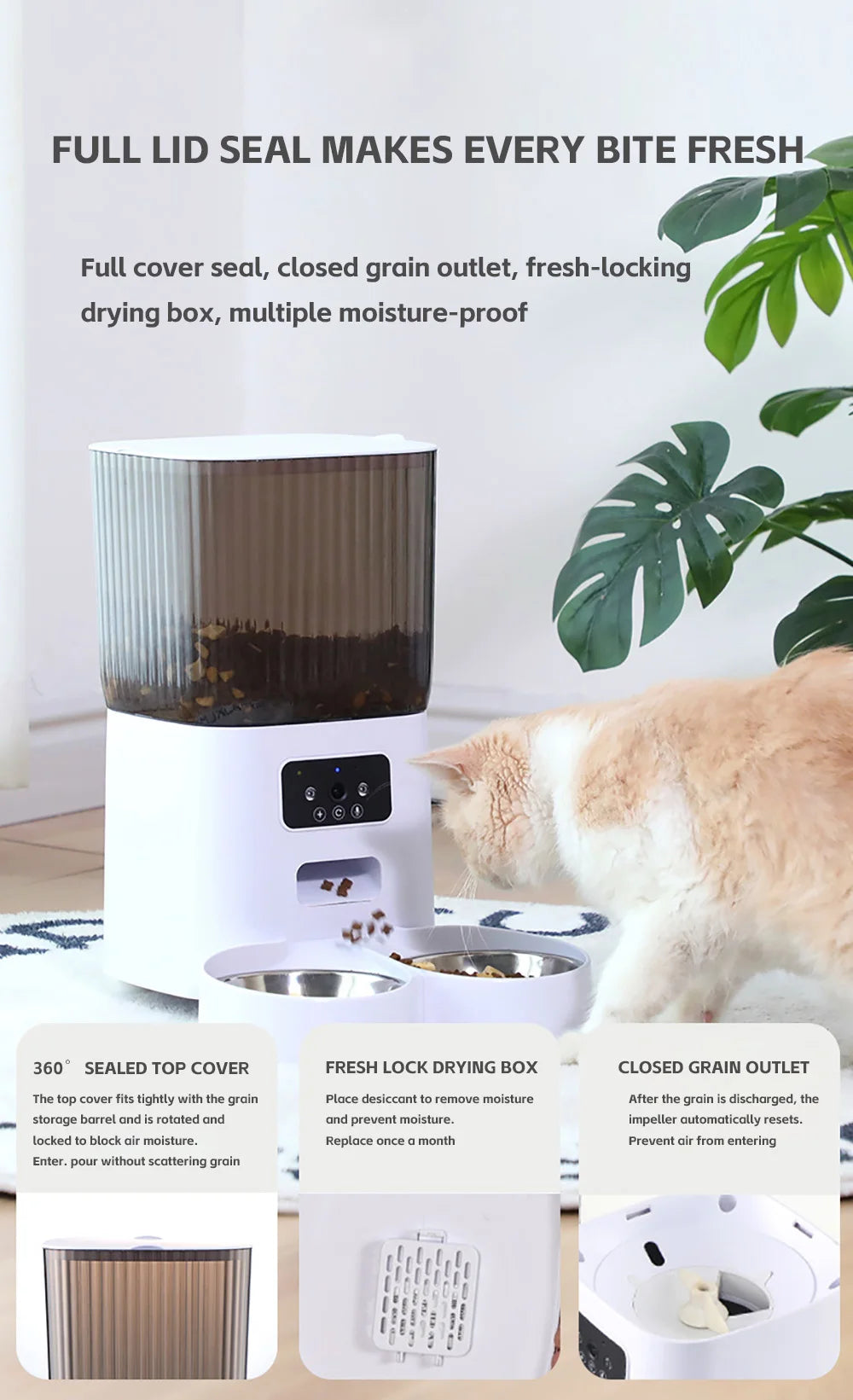 Smart Automatic Pet Feeder 5L – Cat & Dog Feeder with Camera & Voice