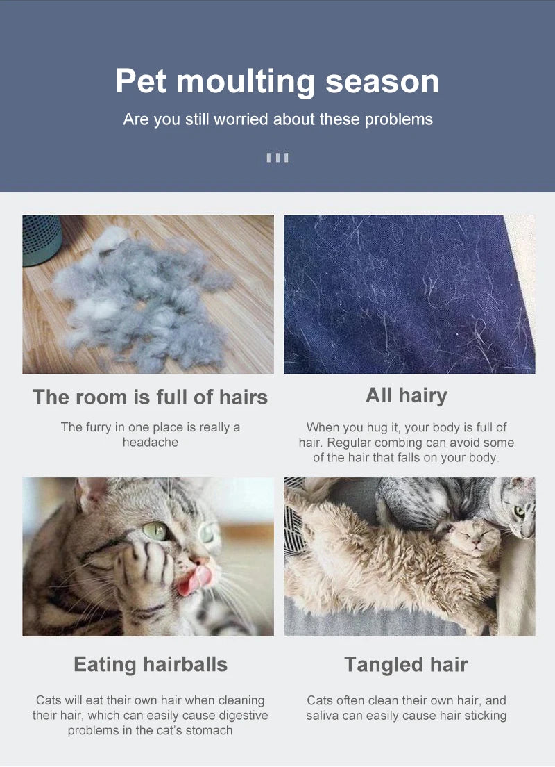 Pet Grooming Brush – Dog & Cat Hair Remover Comb for Long Hair