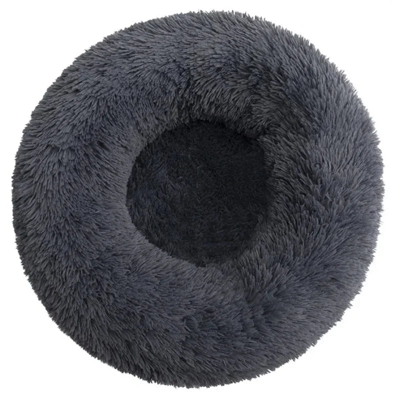 Round Plush Pet Bed – Soft Warm Dog & Cat Bed for Winter