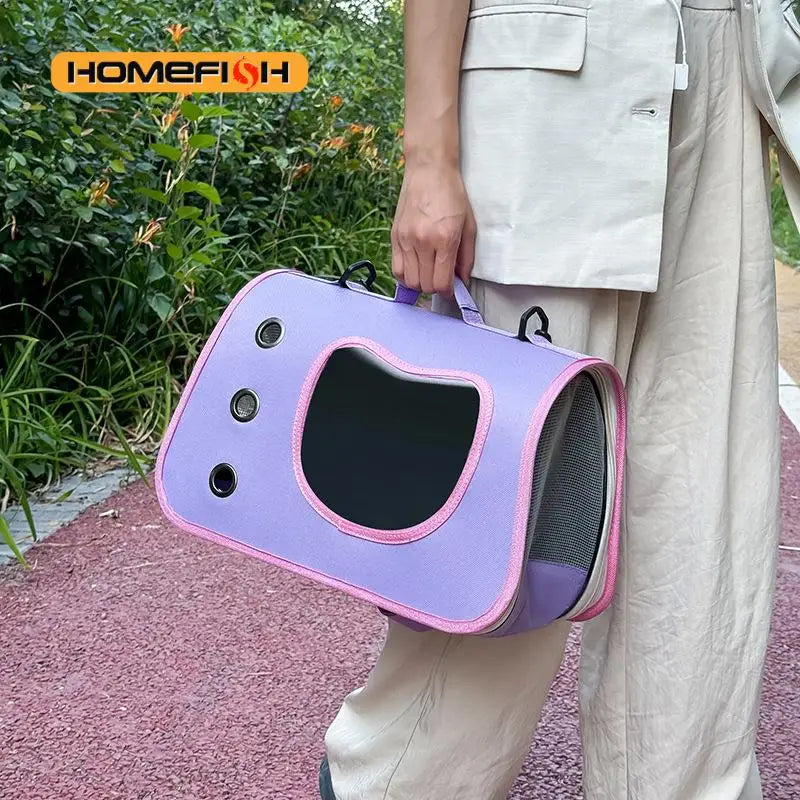 Foldable Pet Carrier Bag - Breathable Shoulder Bag for Small Dogs & Cats
