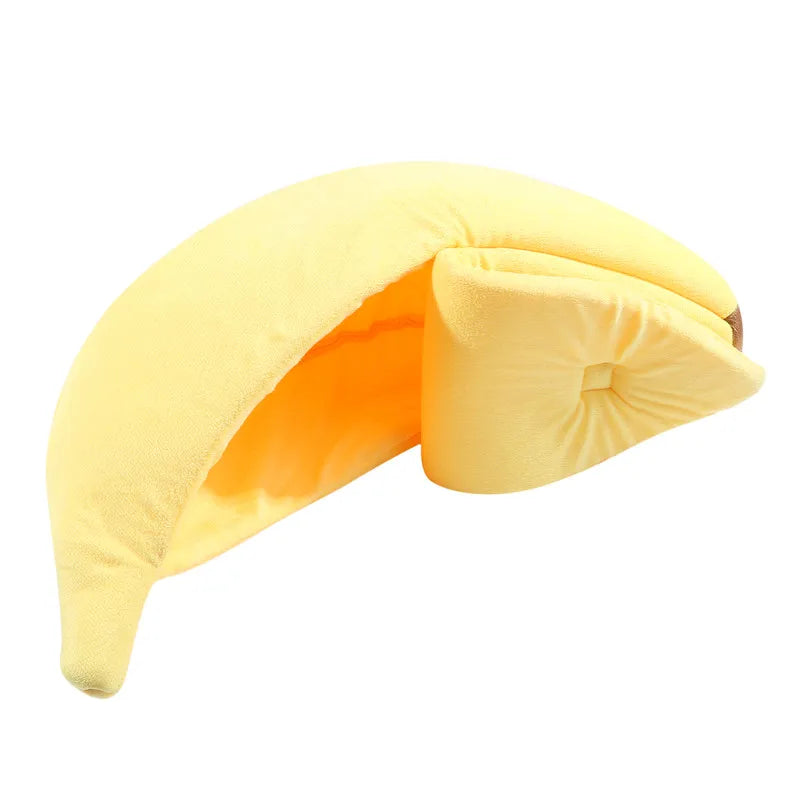 Banana Cat Bed - Cute Fruit-Shaped Pet Bed with Thick Cushion