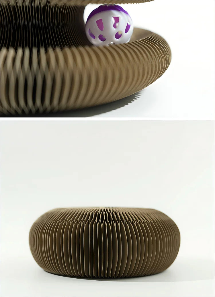Foldable Cat Scratcher Bed - Curved Cardboard Scratcher & Lounge