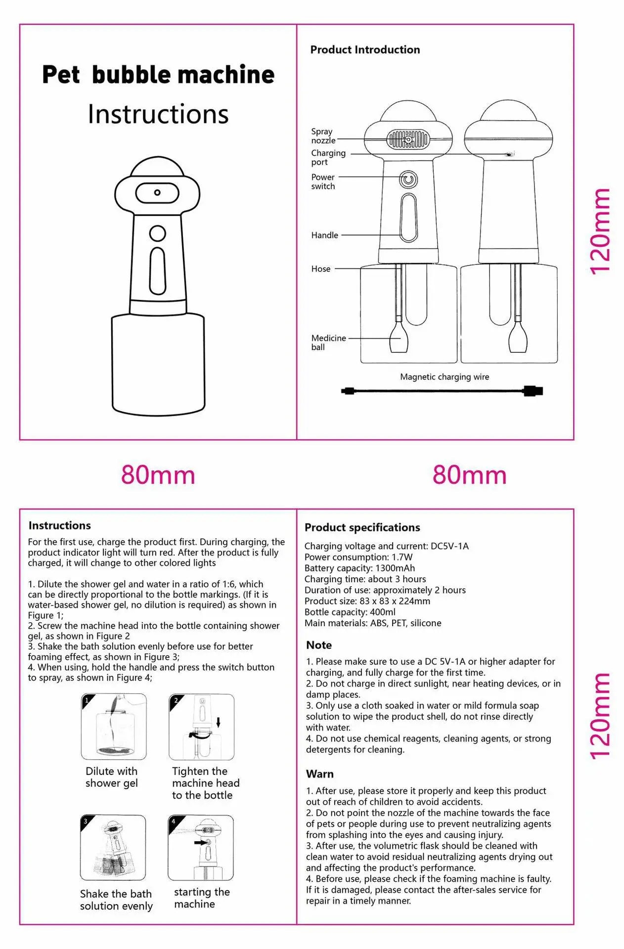 Pet Shampoo Foam Machine - Automatic Bubble Maker for Dog & Cat Baths