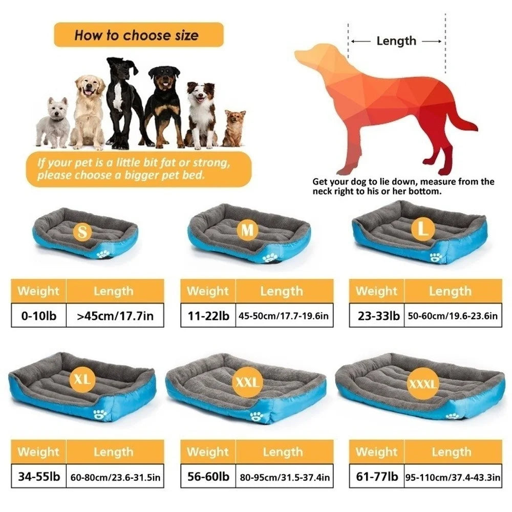 Large Square Pet Bed – Plush Washable Dog & Cat Sofa