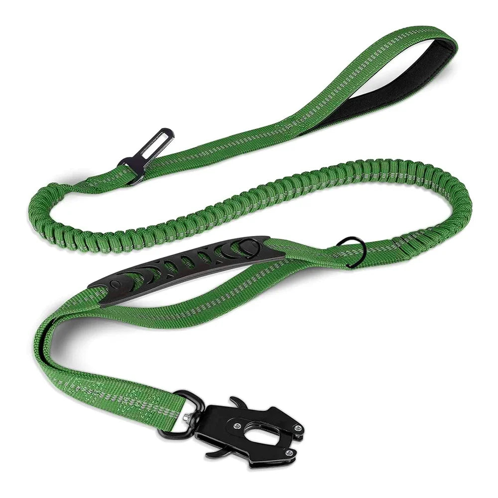 Reflective Bungee Dog Leash – Heavy-Duty No-Pull Leash with Seatbelt