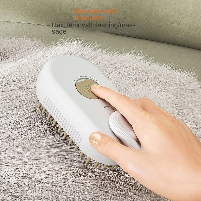 3-in-1 Steamy Pet Brush – Electric Dog & Cat Grooming Comb with Spray