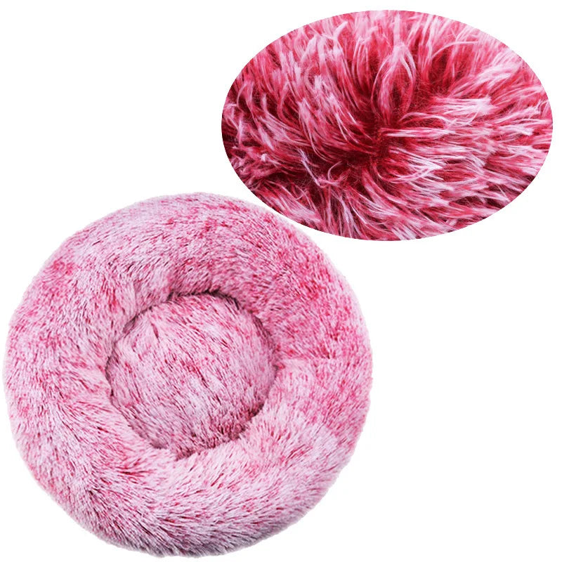 Round Plush Pet Bed – Soft Warm Dog & Cat Bed for Winter