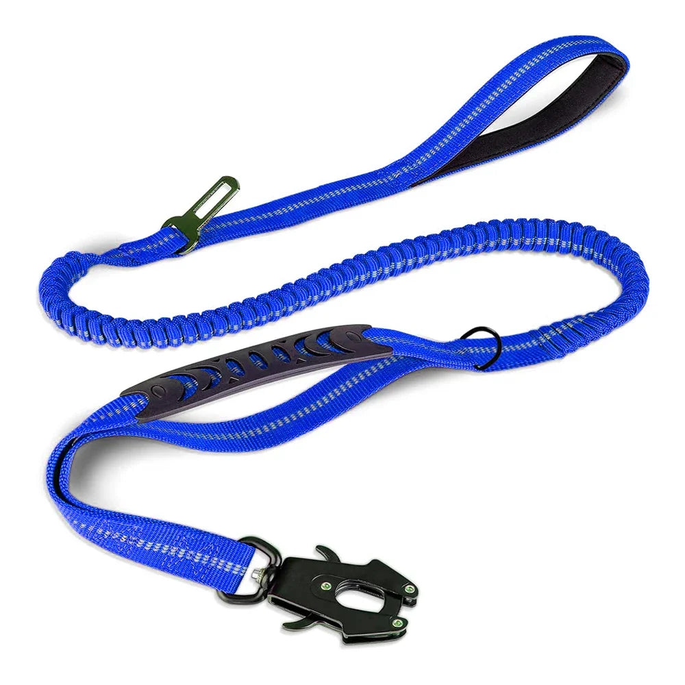Reflective Bungee Dog Leash – Heavy-Duty No-Pull Leash with Seatbelt