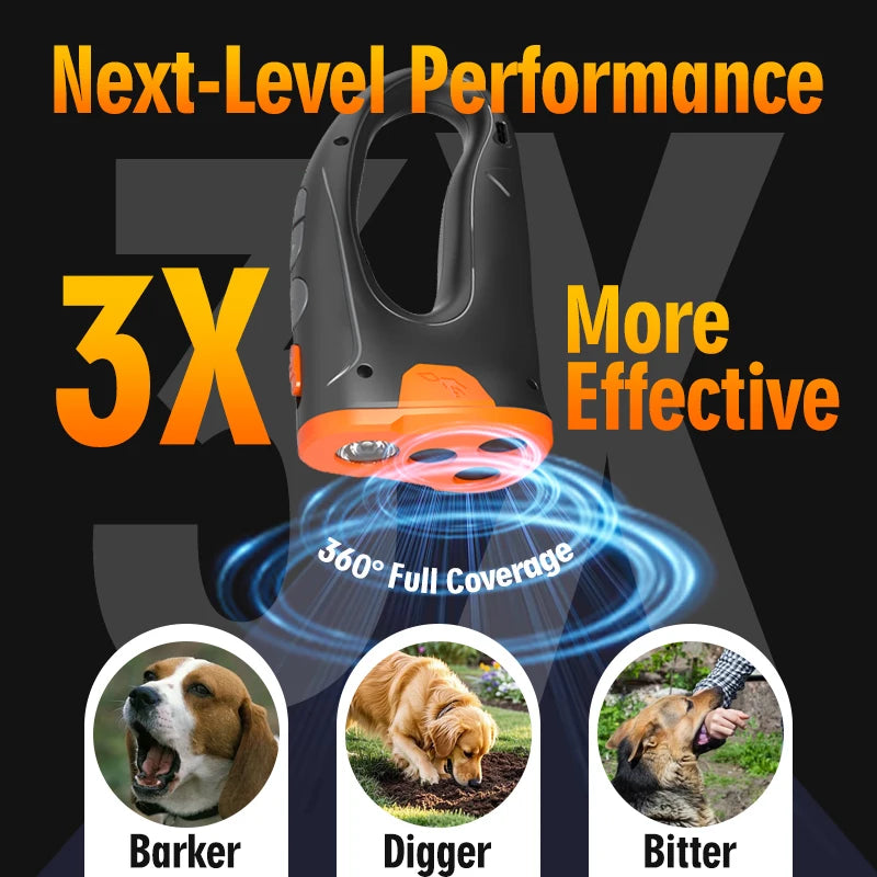Ultrasonic Dog Training Device - Anti-Bark Deterrent with LED Flashlight