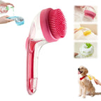 Dog Bath Brush with Shampoo Dispenser - 2-in-1 Grooming & Washing Tool