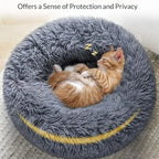 Round Plush Pet Bed – Soft Warm Dog & Cat Bed for Winter