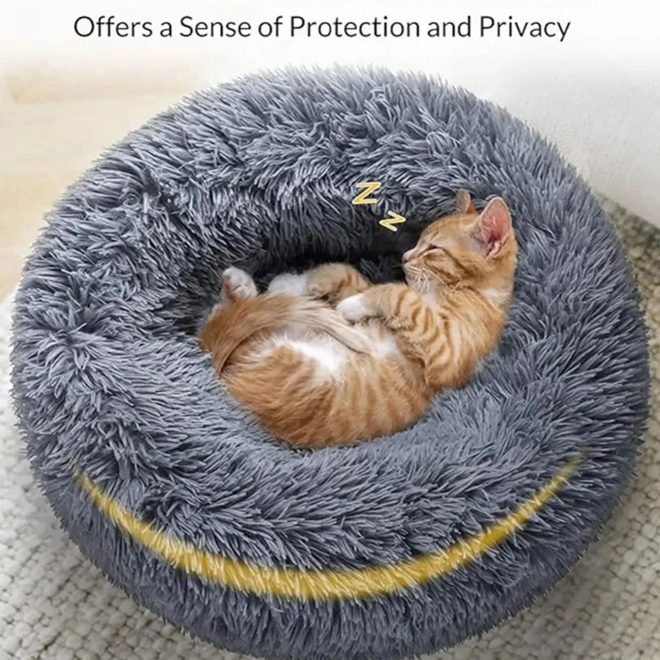 Round Plush Pet Bed – Soft Warm Dog & Cat Bed for Winter