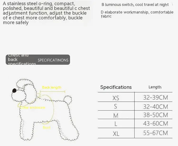 LED Glow Dog Harness - Reflective No-Pull Harness with 3 Light Modes