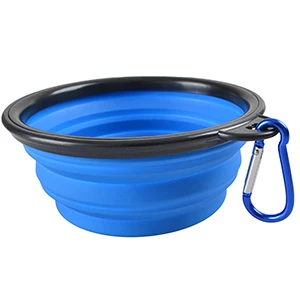 H1421be93ad8e40b78717e2786bd7e69eV.webp Collapsible Silicone Pet Bowl - 2-in-1 Food & Water Container with Carabiner