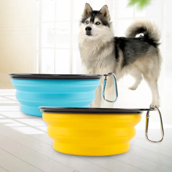 H19cfc2daba1c4eb4bccd3d97db4ef823w.webp Collapsible Silicone Pet Bowl - 2-in-1 Food & Water Container with Carabiner