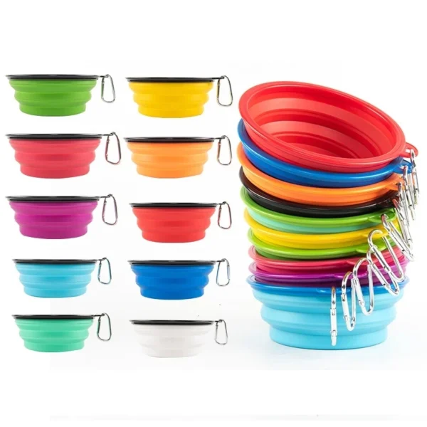 H2c2258b6cd804b70a5e36007f7fd51a3j.webp Collapsible Silicone Pet Bowl - 2-in-1 Food & Water Container with Carabiner