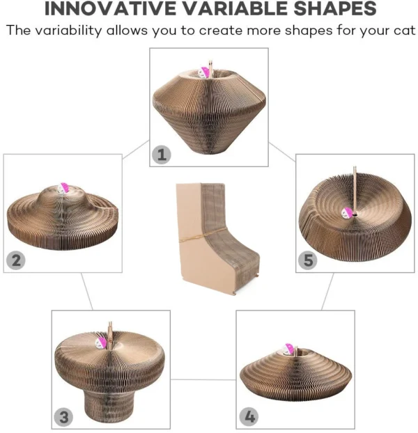 Foldable Cat Scratcher Bed - Curved Cardboard Scratcher & Lounge