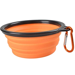 H647e471df5244f88b45823e28752aa1fD.webp Collapsible Silicone Pet Bowl - 2-in-1 Food & Water Container with Carabiner