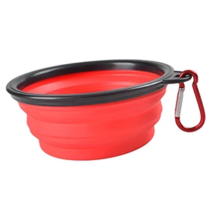 H8629b0b99aa145b090b2905d5002c5731.webp Collapsible Silicone Pet Bowl - 2-in-1 Food & Water Container with Carabiner