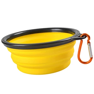 Hd9b2b1efe2774c8fb1de2894c648c523f.webp Collapsible Silicone Pet Bowl - 2-in-1 Food & Water Container with Carabiner