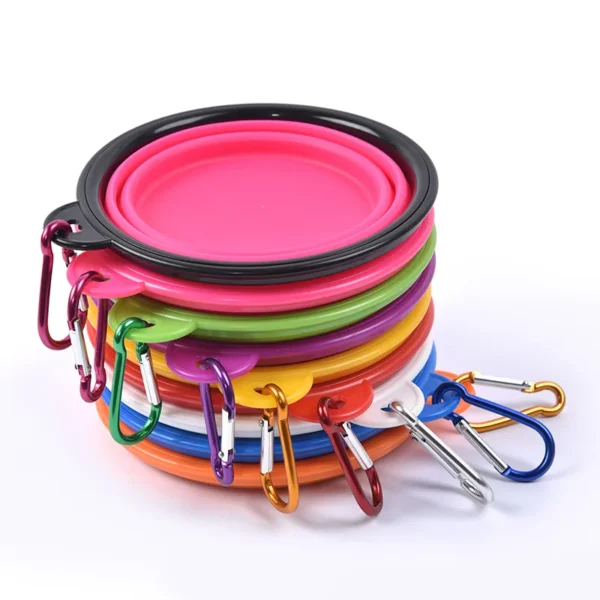 Hf765f476752a4b0283eb8142d2013809c.webp Collapsible Silicone Pet Bowl - 2-in-1 Food & Water Container with Carabiner