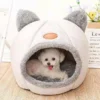 S04ae1746910d4a7aba5c5db909927fb1k.webp Cat Head Cat House - Semi-Closed Sleep Cave with Non-Slip Base