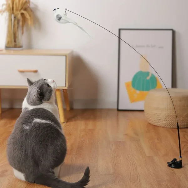 S070556b788a142c9a4171b5934cedba5K.webp Interactive Cat Feather Toy - Suction Cup Mounted with Replaceable Feathers