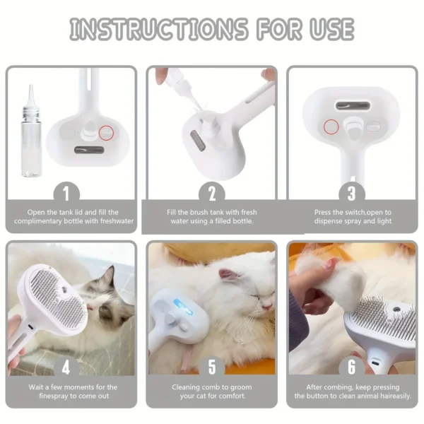 S071c71f74ca543ea8d04c3d4ede173b1O.webp Electric Steamer Brush - 3-in-1 Dog Grooming with Hydration Spray