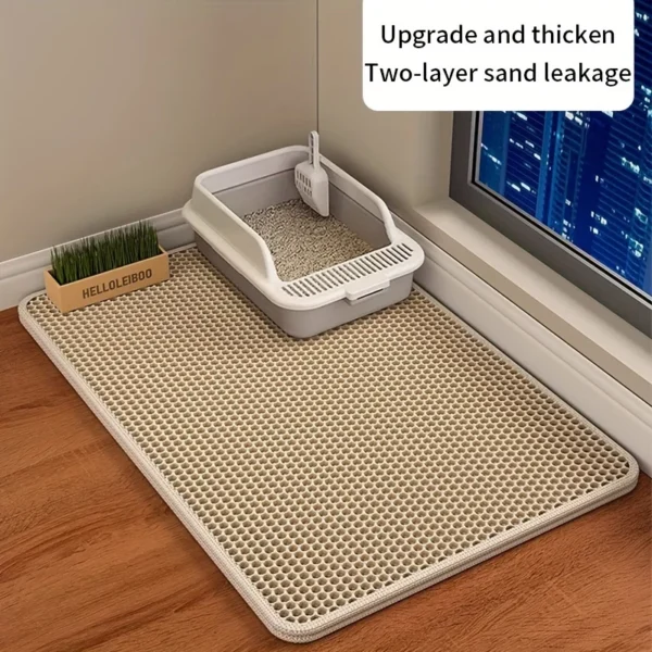 S0a22b59672094ca6bc87c1ec46bdfaecn.webp Honeycomb Cat Litter Mat - Double Layer Waterproof & Easy Clean Design