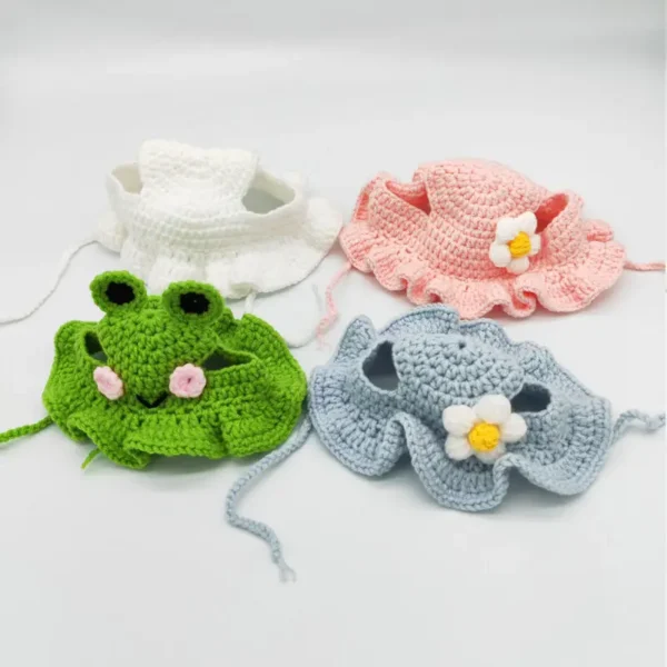 S0c933c47b99049eb9fa12538493482e6n.webp Cute Cat Hat Funny Pets Party Cosplay Headwear Delicate Hemming Pendant Decor Elasticity Knitted Hat Pet Accessories