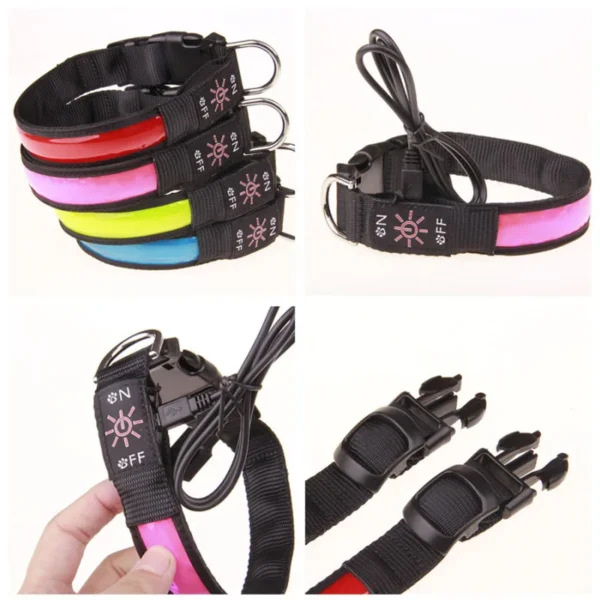S0d5dc95b196c4eed94cdc6b11ad77589G.webp LED Luminous Dog Collar Adjustable Flashing USB Charging Glowing Collar Night Light Harness For Big Medium Small Dogs Pet Items