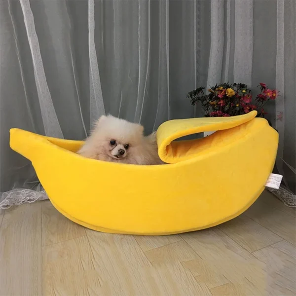 Banana Cat Bed - Cute Fruit-Shaped Pet Bed with Thick Cushion